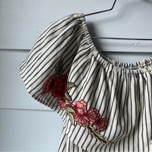 She + Sky Dress with Floral Embroidery Babydoll Minidress